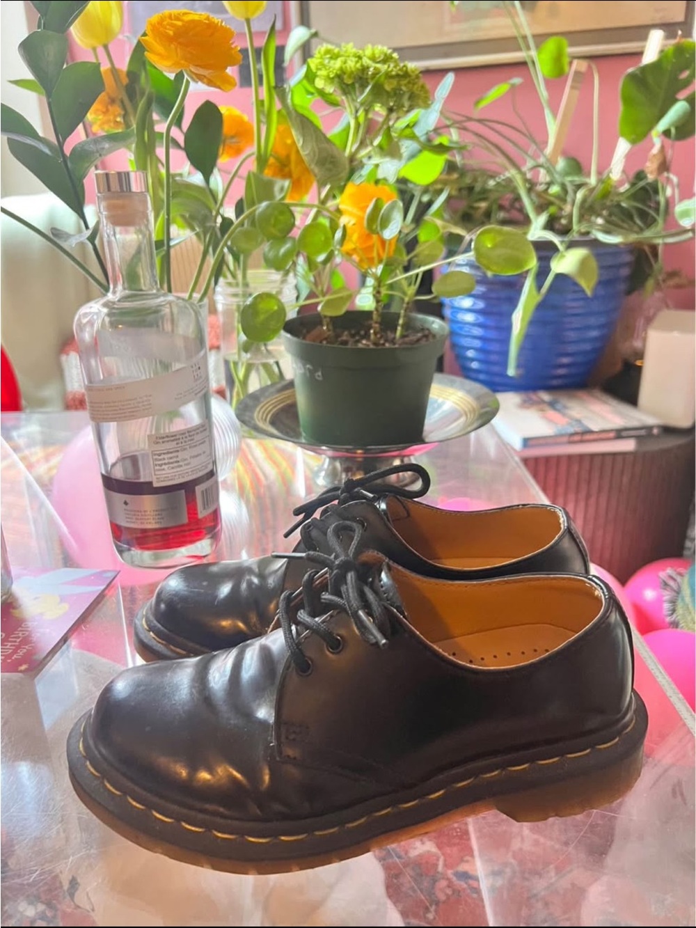 Classic Black Lace-Up Oxfords with Yellow Stitching